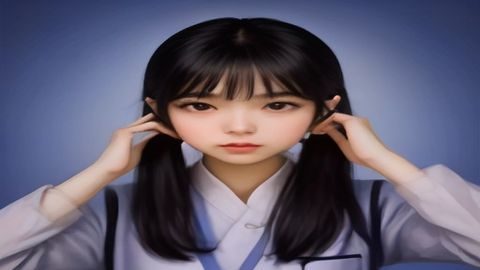 一位大学生在图书馆使用笔记本电脑通过五点天堂站查找学习资料，周围是整齐的书架，学习氛围浓厚，桌上摆着笔记本和荧光笔